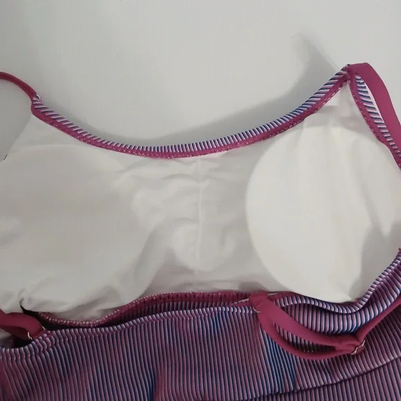 Cupshe Pink Blue Ombre Ribbed High Waisted Bikini Set Large New - Picture 6 of 8